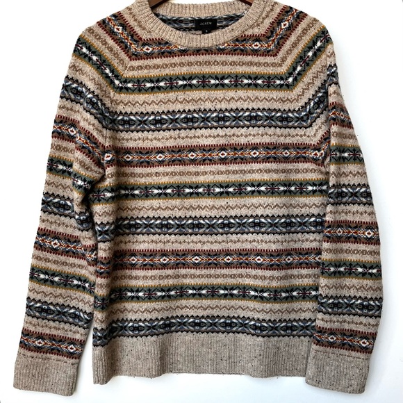 *SOLD* Crew Men’s Fair Isle Lambswool Blend Crew Neck Sweater Small - Picture 2 of 7
